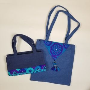 Hand embroidered bags 2-for-1 matching set 💙